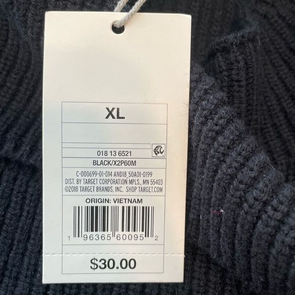 A New Day Mock Neck Cutout Sweater Black Ribbed Knit Long Sleeves XL - Picture 8 of 13